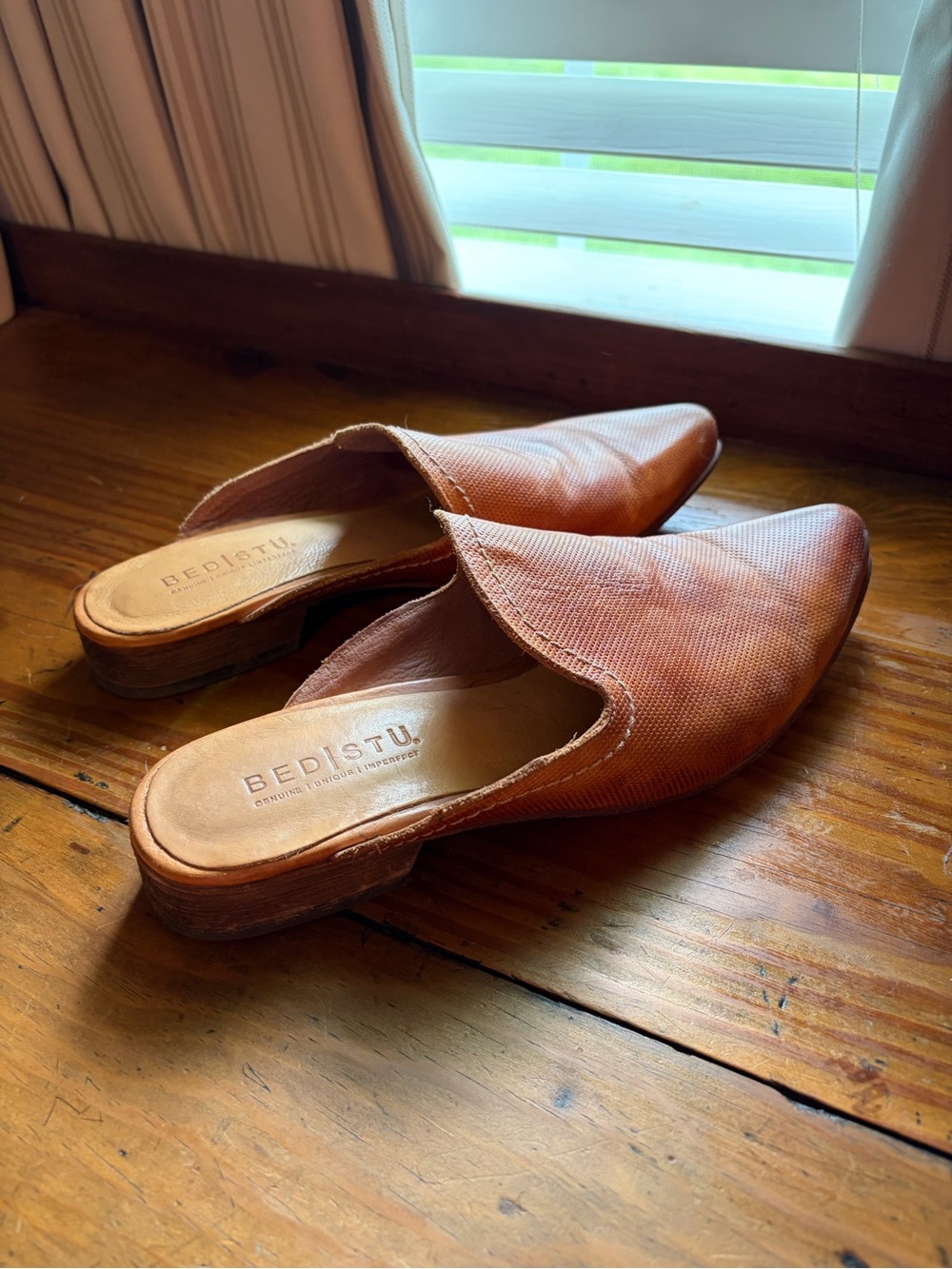 Bed Stu Women's Distressed Tan Leather Mules